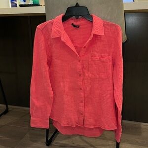 Versona button up long sleeve blouse - size medium - pink